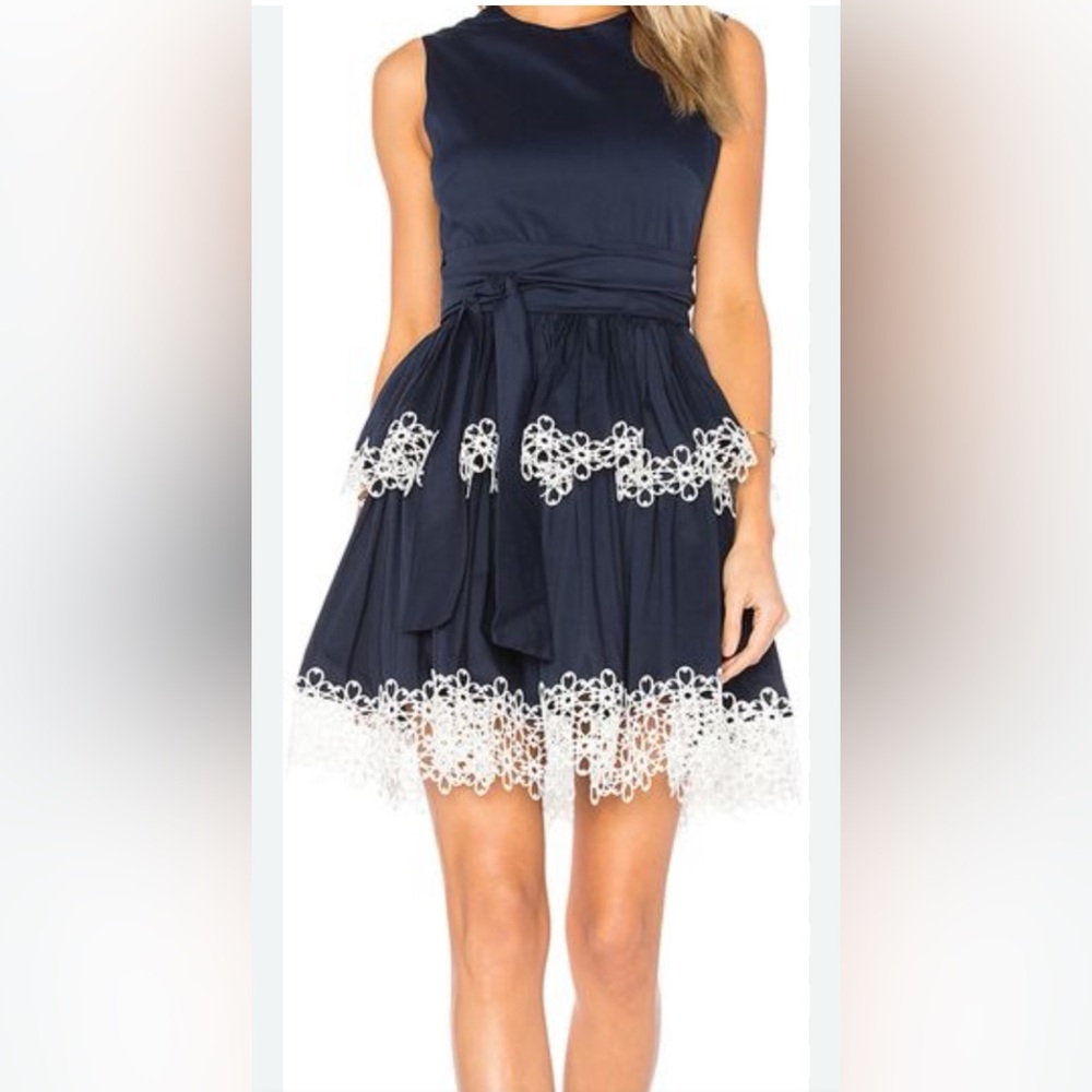 Alexis Midnight Blue Dress with Ivory Lace